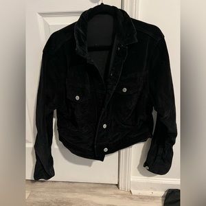 brandy melville black cropped corduroy jacket !